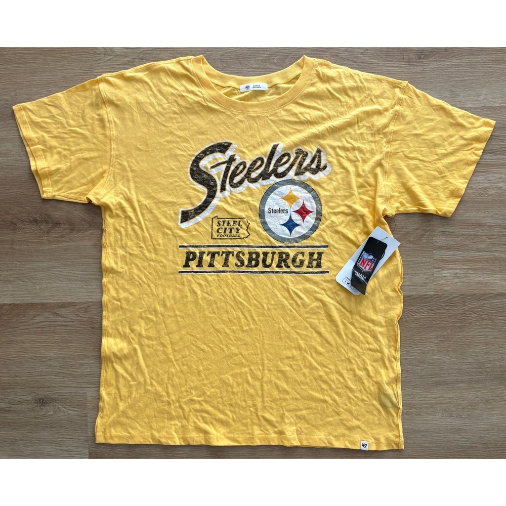 NWT Women's 47 Brand Pittsburgh Steelers Steel City Tee - Large - Gold